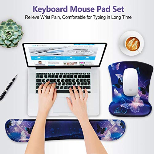 ToLuLu Keyboard Mouse Pad Wrist Rest Set, Gel Ergonomic Mouse Pads for Computer Laptop Office Home, Comfortable Mousepad Keyboard Wrist Support Memory Foam for Easy Typing Pain Relief, Nice Sunflower