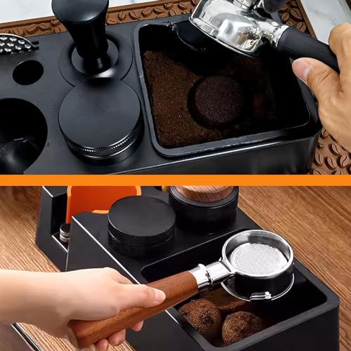 Yuneme Upgraded Espresso Coffee Organizer, Espresso Knock Box Fit for Storage 51/54/58MM, Espresso Tamper Station Espresso Machine Accessories