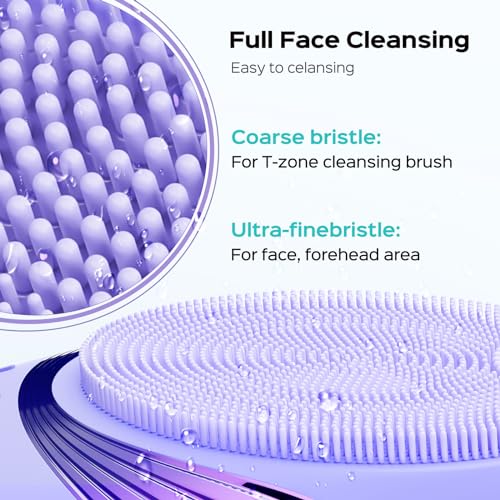 COSLUS Facial Cleansing Brush Face Scrubber : Portable Silicone Waterproof Rechargeable Face Wash Brush, 5 Cleansing Modes, Electric Deep Cleaning for Men & Women, Removing Blackhead, Exfoliating