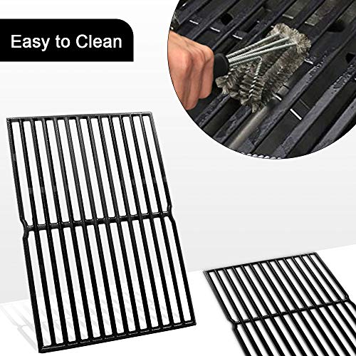 Outspark 7522 Cast Iron Grill Grates Cooking Grid (15" x 11.25") for Weber Spirit 200 Series, Spirit 500, Genesis Silver A, Grill Grids Replacement Parts for Weber 7521, 7522- Set of 2