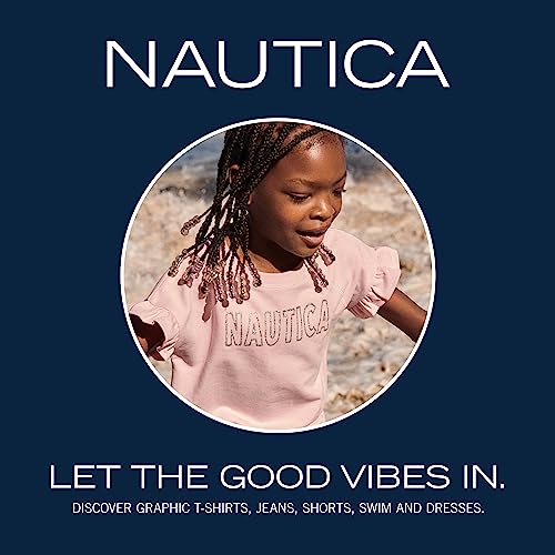 Nautica Girls' Logo Sweatshirt, Fleece Hoodie with Full-Zip Front & Pockets, Eggnog Sunset, 16