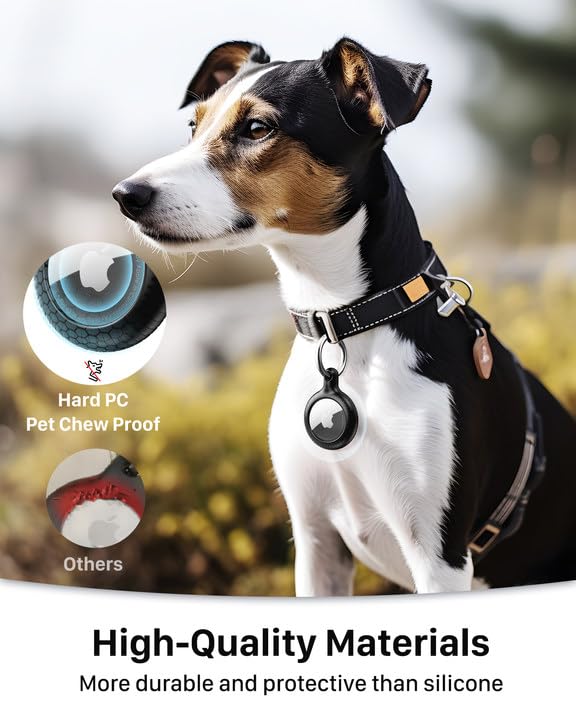 YOSH Airtag Keychain 4 Pack, Airtag Holder [Pet Chew Proof] [Fit Tightly] [Easy Alignment Design] Anti-Scratch Hard PC Air Tag Case with Metal Key Chain, Compatible with Apple Airtag