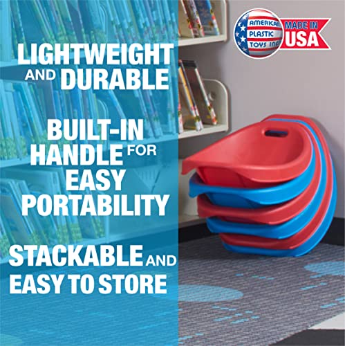 American Plastic Toys Kids Scoop Rocker Chairs for Toddlers & Kids Ages 3 and Up | 4-Pack Blue | Made in USA from Safe Plastics | Great for Indoor and Outdoor Activities