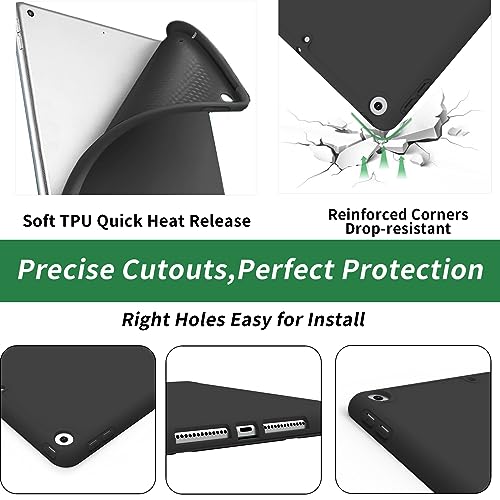 JKSML 10.2" Case for iPad 9th/8th/7th Generation 2021/2020/2019 with Pencil Holder, Auto Sleep/Wake Case Compatible for iPad 10.2 inch, Soft Silicone Slim Shockproof Trifold Stand Cover, Black