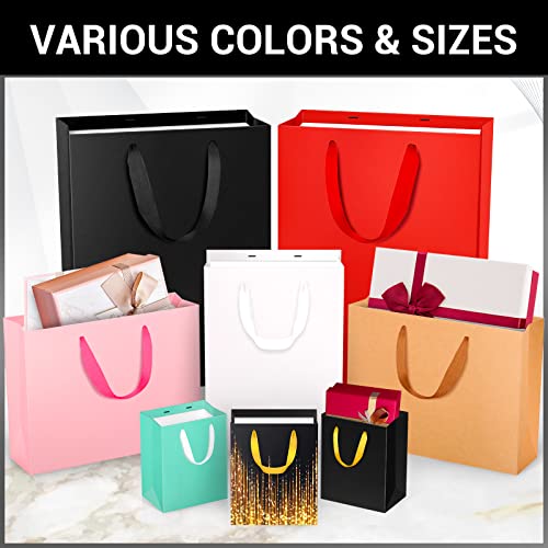 EUSOAR Exra Large Size Gift Wrap Bags, 25 Pack 16x6x12 inches White Paper Heavy Duty Bags with Handles, for Wedding, Grocery, Boutique, Retail, Business, Party Favors, Birthdays