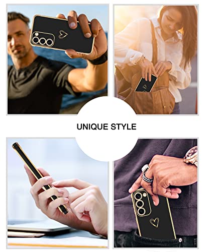 BENTOBEN for Samsung Galaxy S23 Case, Cute Heart Pattern Slim S23 Case, Soft Flexible Shockproof TPU Bumper Women Girl Non-Slip Lightweight Phone Cover Charging Case for Samsung S23 6.1" 2023, Black