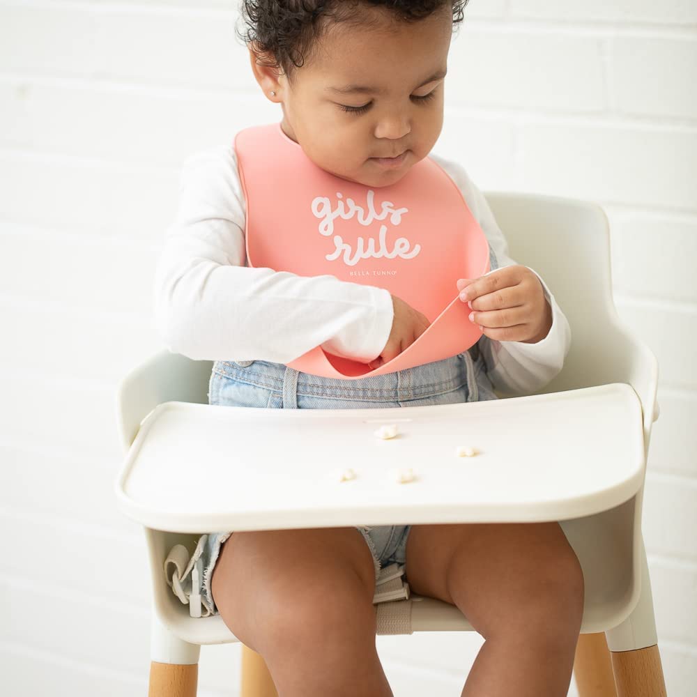 BELLA TUNNO Girl’s Wonder Bib – Silicone Baby Bib for Girls with Adjustable Neck, Non-toxic & BPA Free Soft Silicone Bib, Durable, Waterproof, Easy to Clean, Girls Rule