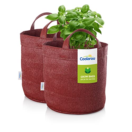 Coolaroo 2-Pack 5 Gallon Heavy Duty Plant/Vegetable/Herb/Fruit Breathable Fabric Grow Planter Pot Bags with Handles, Brick