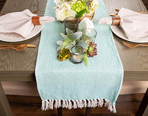 DII Woven Basics Collection 100% Cotton Knit Table Runner, 15x108, Jadeite