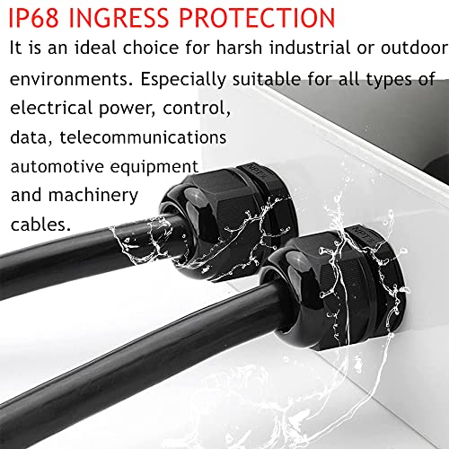 Cable Glands-PENGLIN 2” NPT Nylon Cable Connector,IP68 Waterproof Strain Relief Cord Adjustable Connector With Gaskets for Electrical Box (2 Inch (6-Pack))