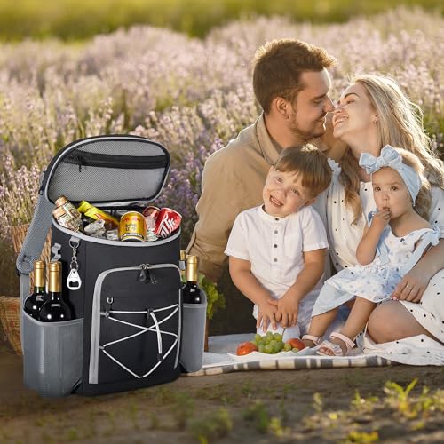 Cooler Backpack, 33 Cans Backpack Cooler Insulated Leak Proof, Portable Lightweight Beach Camping Picnic Thermal Backpack, Soft Ice Chest Cooling Bag Lunch Backpack for Men Women