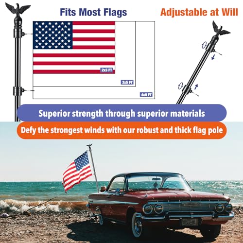 Flag Win 6FT Flag Pole Kit for House with Holder Bracket, Upgrade Stainless Steel Tangle Free Flagpole, Heavy Duty House Flag Pole Kit for 3x5 American Flag for Outside Porch,Outdoor,Boat (Black)