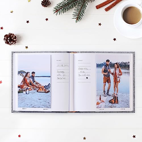 Mublalbum Small 4x6 Photo Album Linen Cover with Memo Areas Photobook Pictures Book Holds Vertical Pockets for Wedding Family Baby and Vacation (Beige)