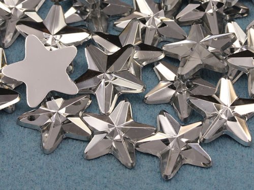 Allstarco Star Rhinestones Embelishments 15mm Flat Back Acrylic Plastic Gems for Jewelry, Crafts, Costumes, Invitations, Cosplay - 35 Pieces (Green Peridot .PD2)