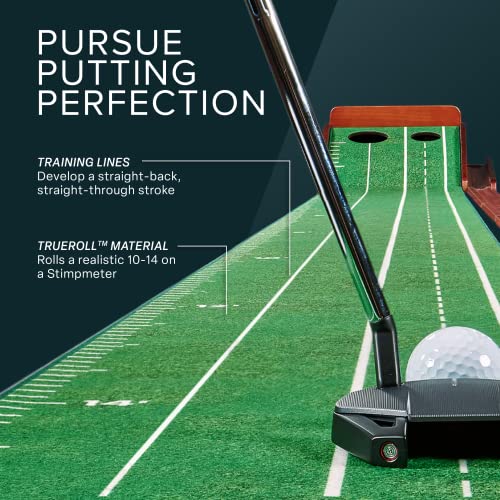 PERFECT PRACTICE XL Putting Mat – 15.5 ft Indoor Golf Putting Green w/ 2 Holes - Putting Matt for Indoors and Outdoors Practice - Golf Training Aid for Home - Golf Accessories and Gifts for Men
