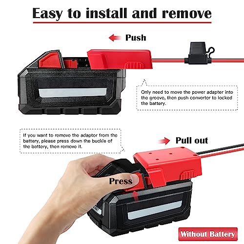 2 Packs Power Wheel Adapter for Milwaukee M18 Battery Adapter 18V Power Wheels Battery Converter with Fuses & Wire Terminals, 12AWG Wire, Power Connector for DIY Rc Car Toys, Robotics and Rc Truck