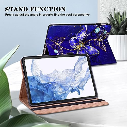VODEFOX Case for Lenovo Tab P12 2023 12.7 inch,PU Leather Card Slot Stand Flip Cover with Card Solts Elastic Band for Lenovo Tab P12 Tablet 12.7"- Starry Sky