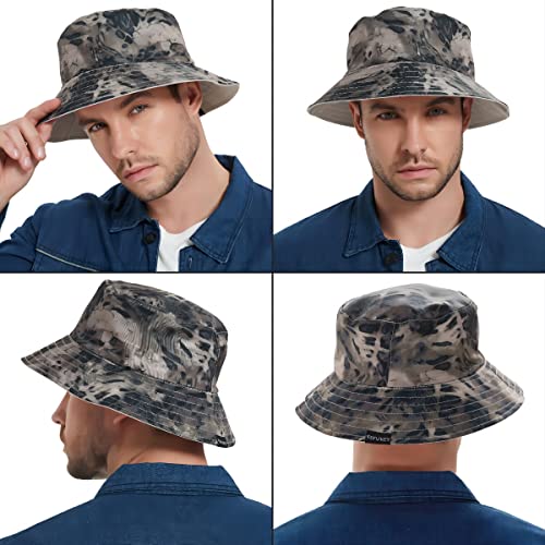 EINSKEY Reversible Camo Bucket Hat, Unisex Packable Cotton Sun Hat for Outdoor Beach Travel Golf Safari Fishing Hiking