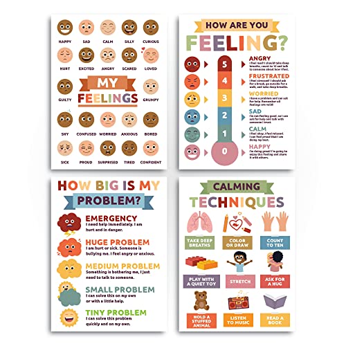 Sproutbrite Calming Corner -12 pack - Classroom Decor Educational Posters for Elementary, Middle School, and High School Classrooms (Neutral)
