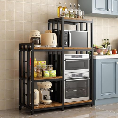 6-Tier Kitchen Bakers Rack Storage Shelf with Wheels, Utility Plant Stand/ Mini Fridge & Microwave Oven Stand Table, Coffee Bar, Adjustable Kitchen Shelves Freestadning for Home Office Patio