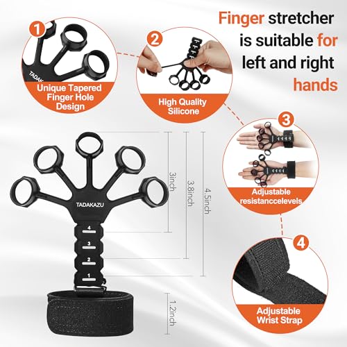 TADAKAZU Grip Strength Trainer Kit (5 Pack) Adjustable Resistance Hand Gripper,Finger Exerciser,Hand Extension Exerciser,Stress Relief Ball and Forearm Workout Ring for Muscle Building Injury Recover
