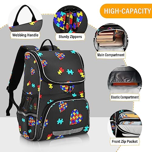 XUWU Garbage Trucks Backpack with Reflective Strip for Kids Boys Girls Elementary School Bag Removable Chest Strap