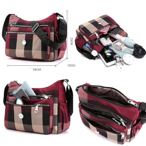 Street Smart Crossbody Bag, Triple Zip Anti Theft Bag, Large-capacity Oxford Cloth Crossbody Bag for Women (Red)