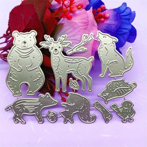 LZBRDY Animals Bear Deer Squirrel Owl Wolf Embossing Metal Cutting Dies for Card Making and Scrapbooking Birthday Thanksgiving Christmas Craft Die Cuts Stencil