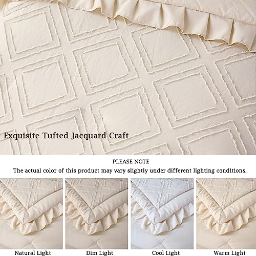ZRNBAST Pink Toddler Bedding Set for Girls with Ruffle, Cozy Blush Tufted Toddler Bed Set 4-Piece Embroidery Shabby Toddler Comforter Set Include Comforter, Pillowcase, Flat Sheet, Fitted Sheet