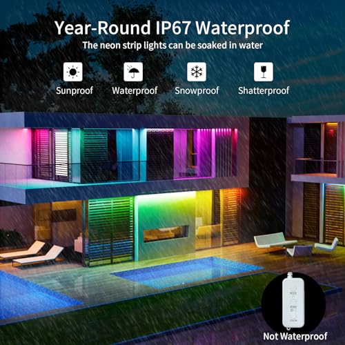 Ustarus Neon LED Strip Lights White Dimmable 20ft 24V 2700K-6500K, Rope Tape Light IP65 Waterproof with Remote, LED Ribbon for Kitchen Under Cabinet Bedroom Mirror Indoor Daylight Warm White