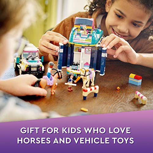 LEGO Friends Horse Show Trailer 41722, Horse Toy for 8 Plus Year Old Girls and Boys with 2 Horses, SUV Car and Riding Accessories, Animal Playset, Gift idea