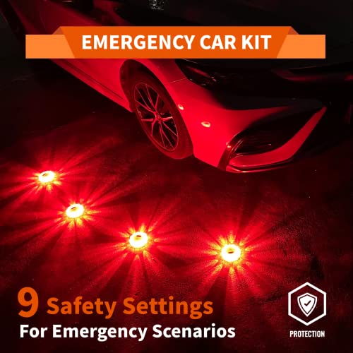Markstor LED Road Flares 3 Pack Roadside Emergency Car Kit, Road Safety Flare Light USB Rechargeable (lithium battery),Safety Beacon Warning Light | 9 Flash Modes,With Magnet & Hook