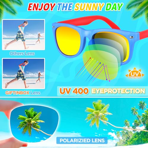 GIFTINBOX Kids Sunglasses Bulk Party Favors For Kids 3-5 4-8, 16Pack Neon Sunglasses For Kids Boys Girls with UV400 Protection, Pool Beach Kids Sunglasses Party Favors Great Gift for Birthday Party…