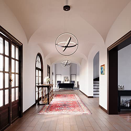 Fang Yan Mei Modern Black Chandelier Round Chandeliers LED Pendant Light,Contemporary Chandelier Hanging Light Dimmable for Dinning Room,Kitchen,Bedroom,Living Room 68W 3000-6000k 3rings