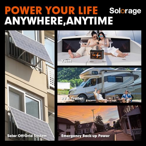 Solorage X 12V 100Ah LiFePO4 Lithium Battery, Built-in 100A BMS and Low Temp Cut Off,5000+ Cycles and 10-Year Lifetime Perfect for Solar Energy Storage, Backup Power, RV, Camping