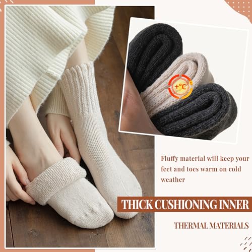 Velice Wool Socks for Women Merino Wool Boot Hiking Thick Thermal Warm Socks Winter Crew Cushion Cozy Work Socks 5 Pairs(Color A-011)