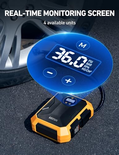 AstroAI Tire Inflator Air Compressor 12V DC Portable Air Compressor Car Accessories Auto Tire Pump 100PSI with LED Light Digital Air Pump for Car Tires Bicycles Other Inflatables