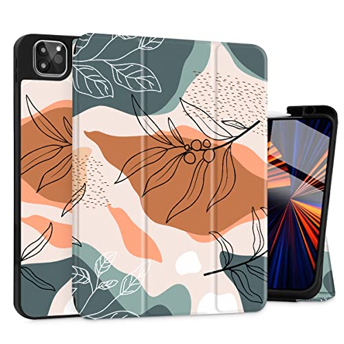 Tuiklol Case for M2 iPad Pro 12.9 inch Generation 6th/5th/4th/3rd 2022 2021 2020 2018 Release - Built in Pencil Holder Slim Protective Stand Back Cover with Auto Wake/Sleep iPad Cover,Moon and Star