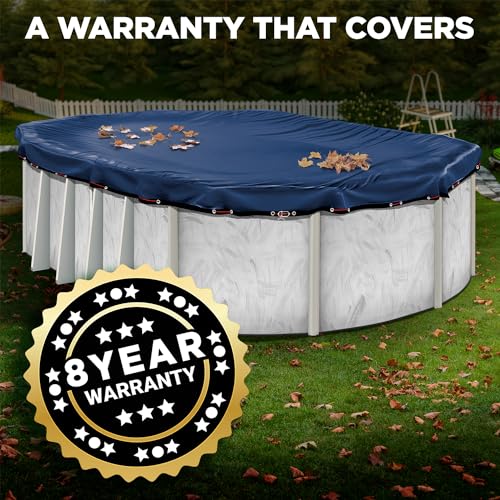 10 x 15 ft Oval Pool Covers for Above Ground Pools, Oval Winter Pool Cover, Swimming Pool Cover, Keeps Out Debris, Cold and UV Resistant, Supreme Mesh, Navy Blue