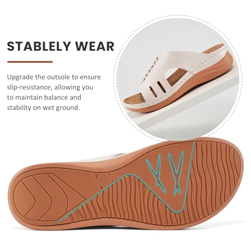 HARENCE Wedge Sandals for Women Dressy: Comfortable Platform Sandals Slip On Open toe Casual Walking Beach Sandal