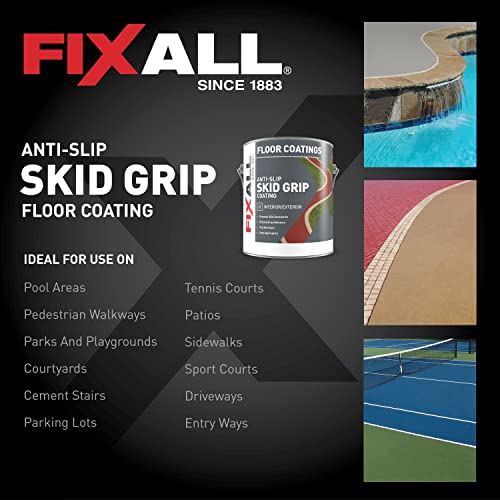 FIXALL Skid Grip Anti-Slip Coating, 1 Gallon, Camel, Exceeds ADA Standards, Ideal for Safety Areas, Slip-Resistant Pavement, Cement & Concrete Paint