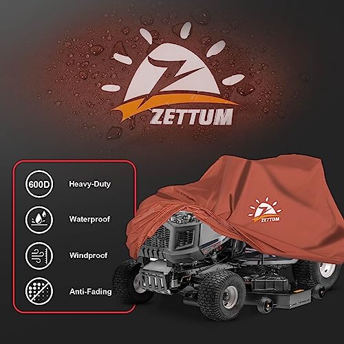 Zettum Riding Lawn Mower Cover - Lawn Tractor Cover Heavy Duty& Waterproof, 600D Outdoor Mower Cover Universal fit with Storage Bag for John Deere, EGO, Toro, Craftsman, Husqvarna, Honda and More