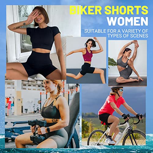 3 Pack Biker Shorts with Pockets for Women – 8" High Waisted Tummy Control Workout Spandex Shorts for Gym Yoga