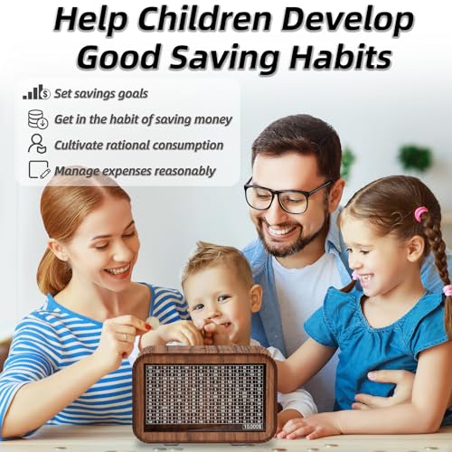 Giftota Wooden Piggy Bank for Boys Girls, Cash Coin Can for Kids, Coin Money Bank for Children, Saving Bank Box Toy Idea Gift for Birthday, Christmas, Baby Shower, Children's Day