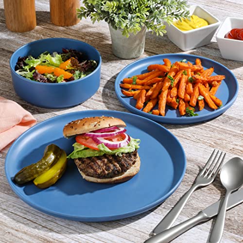 Gibson Home Brist Melamine Plastic Dinnerware Set, Service for Four (12pcs), Assorted II