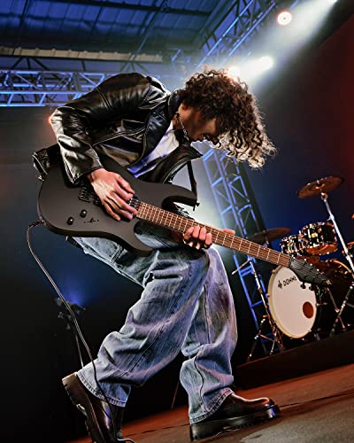 Donner Solid Body Electric Guitar, Matte Finish 39 Inch Metal Electric Guitar Beginner Kits with Bag, Strings, Strap, Cable, Strings Dampener for Rock Music Lover, DMT-100 (Matte Black)