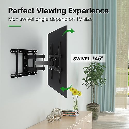 USX Mount Long Arm Full Motion TV Wall Mount for Most 42-90 inch TV 40 Inch Extension TV Mount，Wall Mount TV Bracket with 90°Swivel Up to 150lbs Fits 16” 18” 20” 24” Stud VESA 800x400mm XML035…