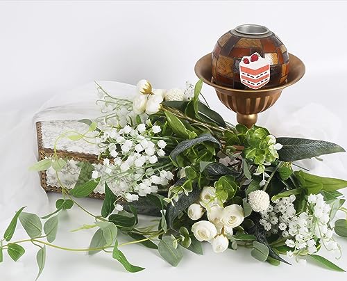 SDEERIT White Artificial Greenery Spray, 20PCS Artificial Filler Plants with 6 Kinds of Eucalyptus Greenery Centerpieces for Tables Fake Plants for DIY Wedding Bouquet Table Centerpieces (White)