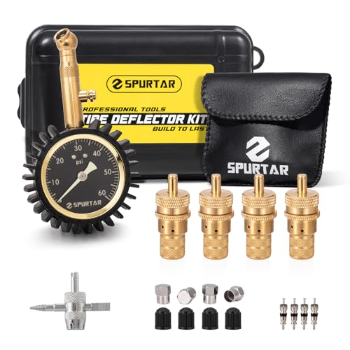 Spurtar Tire Deflator, 6-30 PSI Tire Deflator Kit, Air Down Tire Deflators Offroad Accessories for Jeep, Car, Truck, Motorcycle, and ATV Tires (4 Pack with Storage Bag)