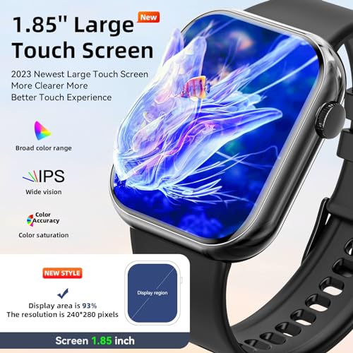 Smart Watch (Answer/Make Calls), 2024 Newest 1.85 Inch Fitness Tracker, Heart Rate/Sleep Monitor/Pedometer/Calories, Multiple Sports Modes, Waterproof Women's Men's Fitness Watch for Android iPhone